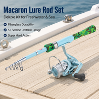 Telescopic Fishing Rod and Reel Combo 1.5m Composite Rod Saltwater Heavy Power