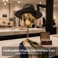Hairpiece Display Head Stable Metal Base Hairpiece Display Head with Stand Mirror Effect Adjustable Mannequin Stand for Retailers, Shop Window