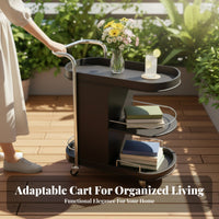 Mobile Design Rolling C-Shaped Table On casters C-Shaped Couch Stand Multi-Purpose eveningstand Space-Saving for Apartment Dwellers, Homeowners, Home Workers, Living Room, Bedroom, Balcony, Small Spaces