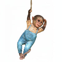 Hanging Monkey Statue Handmade Hanging Monkey Figurine Realistic Garden Design Decor for Yard