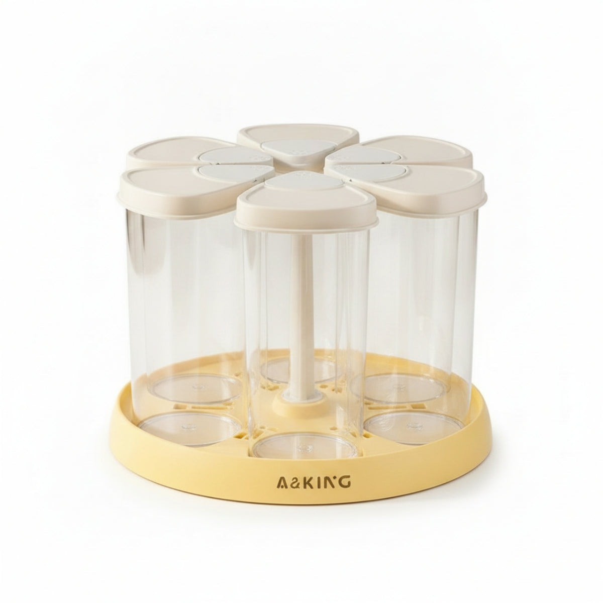 Hinged Lid Lids 6-Compartment Grain Dispenser Clear Rotating Grain Container