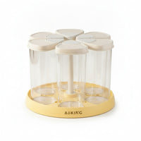 Hinged Lid Lids 6-Compartment Grain Dispenser Clear Rotating Grain Container