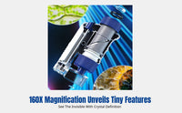 Kids Science Microscope Toy, Experiment Kit, Dual Mode, 160X Magnification, Portable, LED Light, Educational Gift Ages 6-12