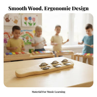 6 Jingling Discs Jingle Paddle Recessed Slots Wooden Jingle Stick Natural Wood Wooden Rhythm Stick Rounded Handle