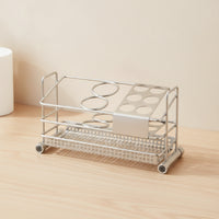 Toothbrush Holder with Slots Rust-Resistant Washroom Countertop Rack Multi-Compartment Storage Rack with Perforated Tray for Vanity