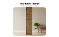 Foldable Multi-Panel Folding Screen Retro aesthetic Woven Panel Folding Screen Distressed Finish Room separater Freestanding for Interior Decorators, Business Owners, Entryway, Restaurant, Studio Apartment, Dressing Area