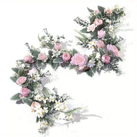 Artificial Rose Vine Spring Faux Flower Garland for Home Outdoor Wedding Background Decoration