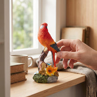Realistic Bird Figurine Textured Bird Sculpture Tabletop Birds on a Branch Ornament Compact for Bookshelf