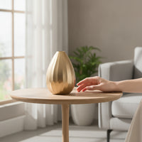 Egg-Shaped Vase Aluminum Ribbed Vase Textured for Tabletop, Entryway Table
