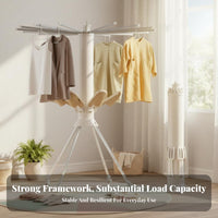Wheeled Folding Clothes Airer Foldable Garment Stand Collapsible Design