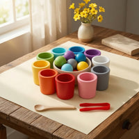 Hand-Eye Coordination Ball Cup Game with Tongs Fine Motor Child-Centered Toy with Tongs Multicolor Color Matching Toy with Cups Educational for Toddlers, Preschoolers, Homeschooling, Playrooms