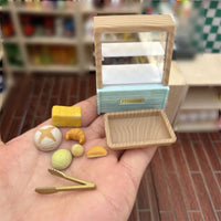 Dollhouse Bakery Display Realistic Miniature Display Case with Accessories Simple Miniature Bakery Case for Model Shop