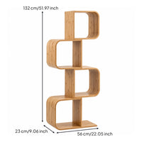 S-Shaped Storage Shelf Compact Bamboo Storage Rack Slim for Small Areas