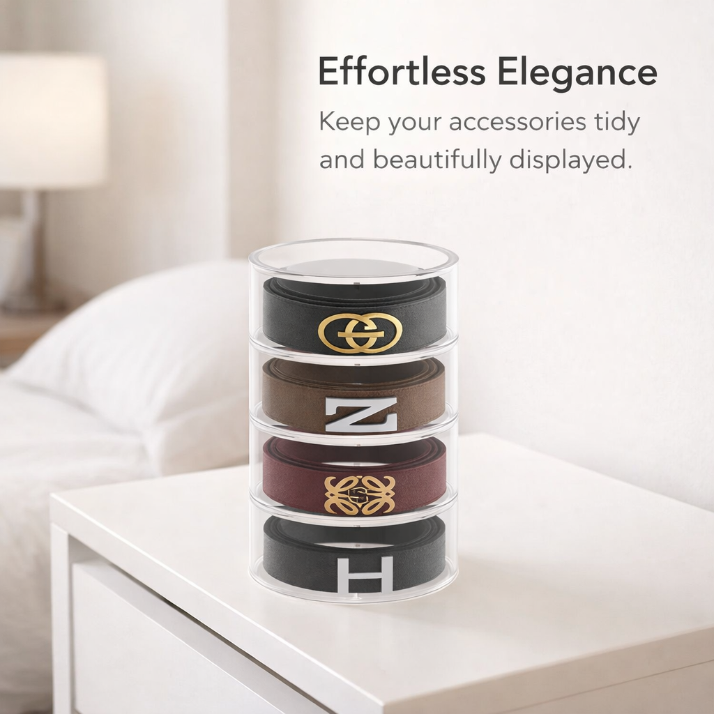 Acrylic Display Box with Lid, Clear Transparent Belt Organiser, Organizer for Jewelry Watch Storage, Case