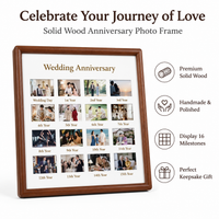 Personalised Wedding Anniversary Photo Frame, Handmade Wooden Photo Frame with Glass Cover, Custom Engraved Gift for Couples, Wall Mount Display
