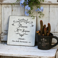 Iron Plaque with Hanging Hook Distressed Square Wall Plaque Weathered for Porch