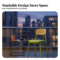 Waterproof Woven Backrest Chair Sun-Resistant Upholstered Armless Chair Sturdy Build Dining Seat Breathable Design for Interior Designers, Restaurant Owners, Patio, Balcony, Meeting Room, Office