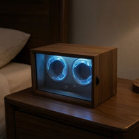 Walnut Watch Winder Cabinet Compact Watch Winder with Glass Door Quiet Retro for Nightstand