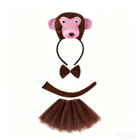 Layered Monkey Costume Accessory Kit Soft Monkey Costume Set Cute Dress-up Set with Tutu Adorable for Children, School Plays