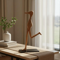 Artistic Long Beak Bird Statue Antique Look Abstract Bird Figure Modern Geometric Creature Sculpture Detailed Design