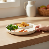Wheat Straw Divided Dinner Plate Set for Kids and Adults, 3-Compartment, Anti-fall, Heat-Resistant, Eco-Friendly