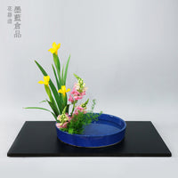 Ceramic Ikebana Flower Arranging Bowl with Kenzan for Japanese and Chinese Floral Art