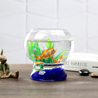 Spherical Glass Fish Tank for Office and Home Decor, Creative Hydroponic Round Small Turtle Tank