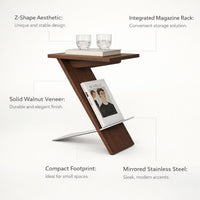 Z-Shaped Side Table Living Room, Small Apartment End Table Narrow, Nordic Minimalist Furniture, Home Decor Accent Table Storage