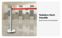 Weighted Base Retractable Belt Stanchion Heavy Duty Stainless Steel Stanchion 4-Way Connection Retractable Belt Barrier for Event Organizers, Security Personnel, Business Owners, Airports, Events, Exhibitions, Hotels