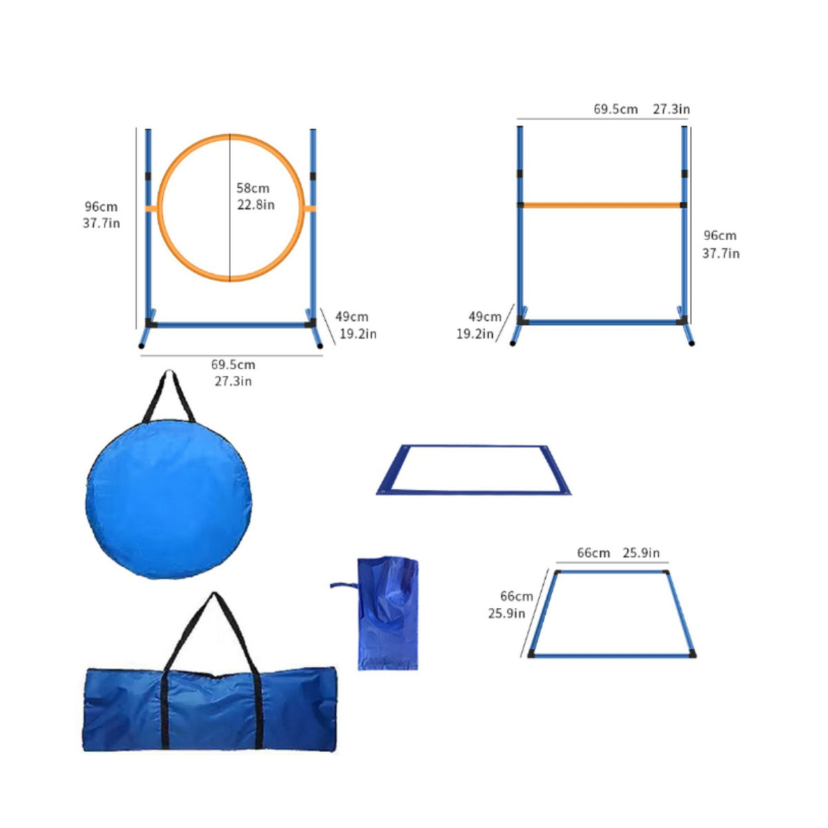 Easy Setup Agility Obstacle Course Set Portable Jump Hurdle Set Sturdy Weave Pole Kit Adjustable for Backyard