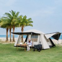Large Family Camping Tent, Cream Double Layer Steel Pole Tent, 4 Season Waterproof Tent for Outdoor Adventures