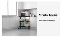 Large Capacity Movable Kitchen Storage Rack Multifunctional Floor Standing Microwave Stand Space Saving Microwave Oven Stand Heavy Duty for Homeowners, Apartment Dwellers, Office Workers, Pantry, Dining Room, Garage, Bathroom