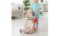 Educational Wooden Pretend Housekeeping Trolley Good Hygiene Habits Wooden Cleaning Trolley Toy Multifunction for Girls, Playroom, Home
