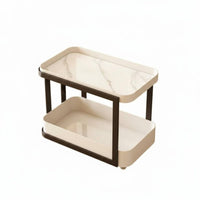 Movable with casters 2-Tier Rolling Stand Mobile 2-Tier Oval Trolley Luxury Design Wheeled Side Table Multi-Functional for Apartment Dwellers, Homeowners, Party Hosts, Living Room, Bedroom, Office, Kitchen