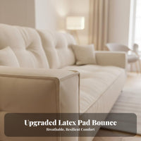 Curved 3-Seater Sofa French Cream design Living Room Seating Designer Model Couch for Apartment Dwellers, Young Adults, Lounge Area, Bedroom, Office