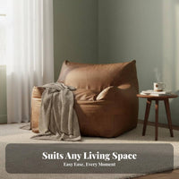 Nordic aesthetic Lounger with Embroiunwindred Face Reversible unwindsign Bean Bag Chair Oversized Comfort Floor Seating Soft Textured Cover for Adults, Family, Stuunwindnts, Living Room, Bedroom, literary corner, Playroom