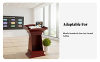 Modern Design Wooden Speech Stand Professional Look Floor Standing Podium Fine Workmanship Conference Presentation Desk Stable Design for Presenters, Event Hosts, Classrooms, Classroom, Lecture Halls, Auditoriums