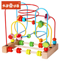 Wooden Bead Maze Toy for Toddlers - Beechwood Fruit & Animal Theme
