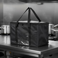 Aluminum Foil Lined Picnic Bag Reusable Insulated Thermal Tote Bag Clear Front Pocket Large Zippered Food Carrier for Beach