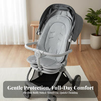 All-Season Use Baby Stroller Seat Cushion Machine Washable Breathable Stroller Mat Thickened Head Support for Infants, Outdoors, Hot Weather
