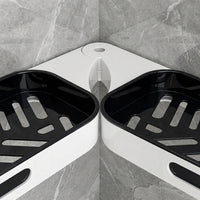 Foldable corner shelf for shower and bathroom, self-adhesive spice shelf kitchen, modern kitchen organizer without drilling, 1-tier