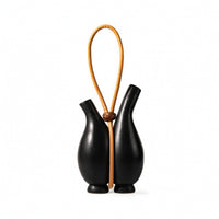 Resin Vase with Handle Sculptural Double Bottle Vase Lightweight for Living Room, Bookshelf