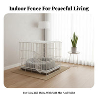 Space-Saving Indoor Dog Kennel with Tray Easy to Clean Wire Dog Crate with Tray Heavy Duty Frame Metal Wire Pet Crate Secure Latch System for Cat Owners, Home Use
