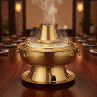 Briquette-Heated Hot Pot Tabletop Hot Pot with Chimney Vintage Cookware for Families