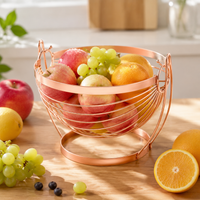 Wire Basket Fruit Basket for Dining Table, 27x25x19.5cm, Modern Fruit Storage Basket with Handle, European Design