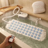 Relaxing Electric Bubble Massage Mat Padded Bathtub Massage Mat with Pillow Full-Body Adjustable for Adults