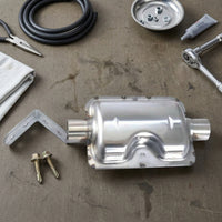 Stainless Steel Fuel Heater Muffler with Bracket Polished Fuel Heater Exhaust Muffler Compact Vehicle Part High Temperature for Workshop Installs