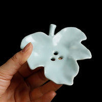 Ru Kiln Ceramic Tea Strainer with Maple Leaf Design for Kung Fu Tea Set