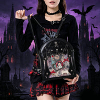 Ita Backpack with Transparent Panel Wing-Shaped-Wing Gothic Backpack Edgy Bag Sturdy for Cosplayers, Teens