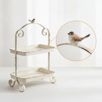 Two-Tier Tray Stand Distressed Tiered Tray Stand Rustic for Decorators, , Entryway